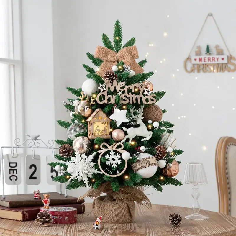 2023 60cm Artifical indoor Xmas Tree Custom Christmas ornament small mini led christmas tree decorated tabletop christmas tree