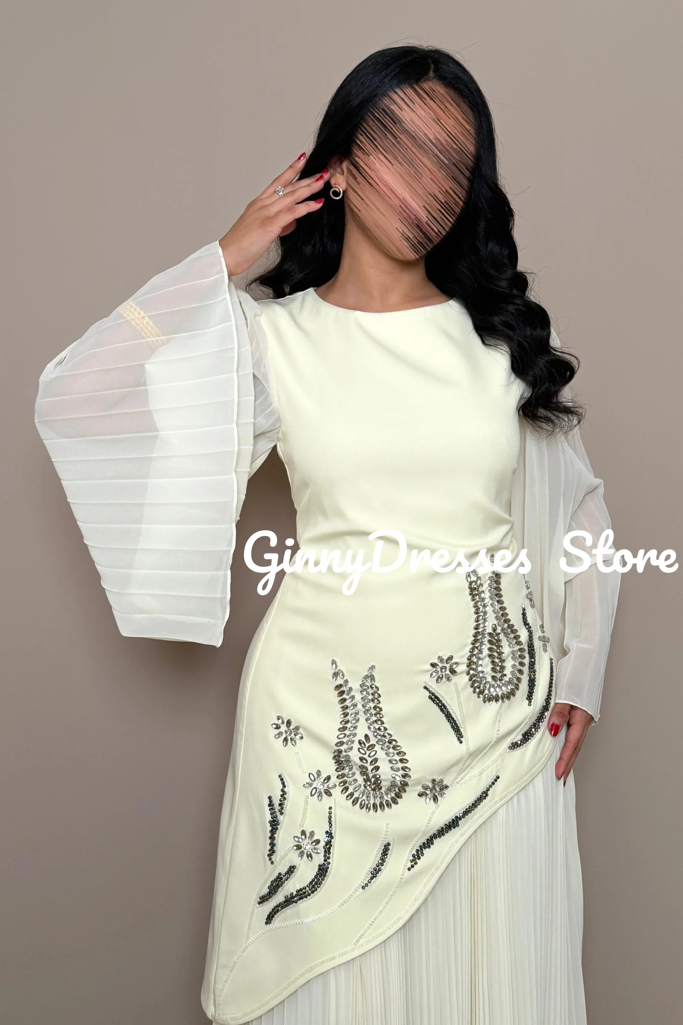 

Роскошные платья на заказ: вечернее платье А-силуэта с вырезом-лодочкой, выпускное платье в пол с бисером, длинными рукавами и застежкой-молнией, для торжественных мероприятий