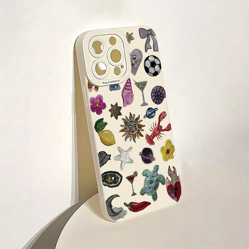 Luxuriöse Trendige Artikel Collage Handyhülle für iPhone 17 16 15 14 11 12 13 Pro Max Plus 7 8 Plus XS XR 17 Air Stoßfeste Weiche Hülle – Detail 10