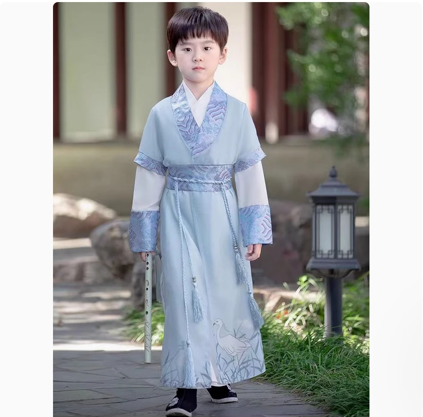 Roupas infantis, conjunto de estilo antigo estilo primavera hanfu para meninos, roupas tradicionais chinesas infantis, conjunto estilo tang