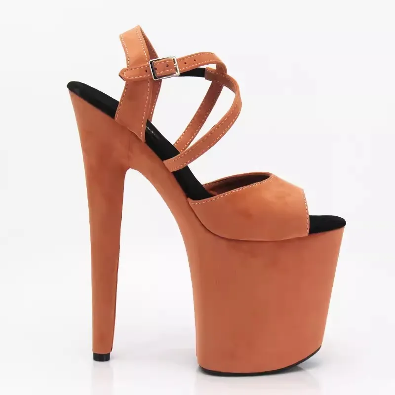 New Suede Sexy Exotic Pole Dancing Shoes Summer Women Sandals 17CM 20CM High Heels Buckle Strap Size 34-46 MA045