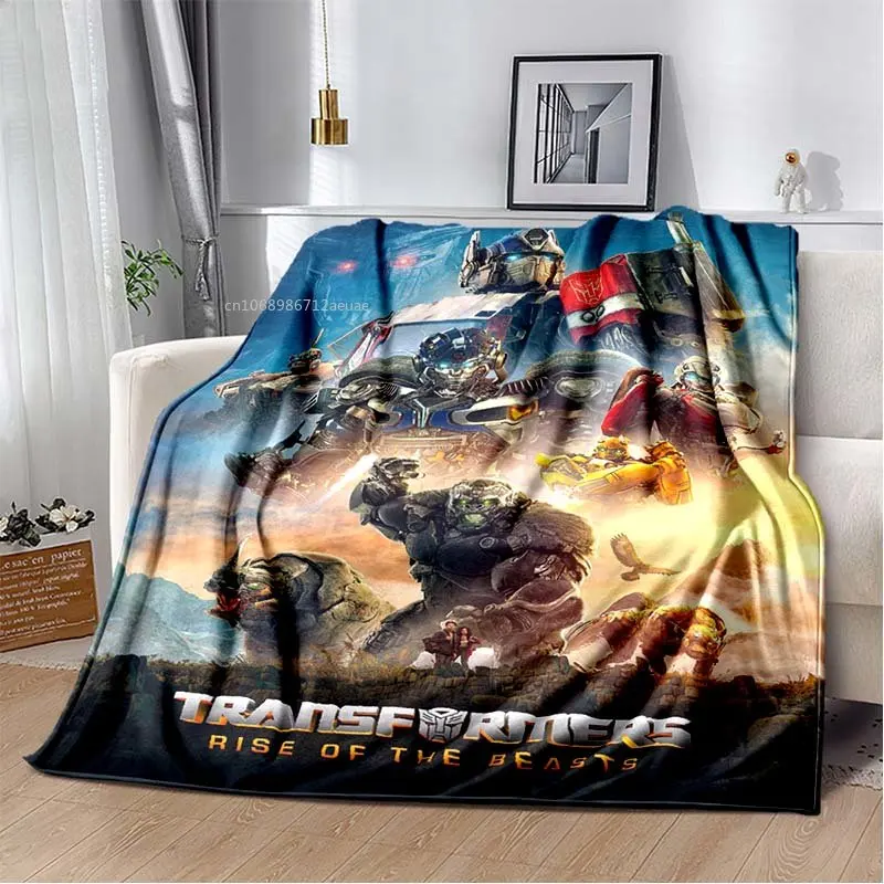 Sci-fi Movie Printed Blanket Transformers: Rise of the Beasts Blanket Kid Gift Film Poster Fleece Quilt Bedding Set Sofa Cover