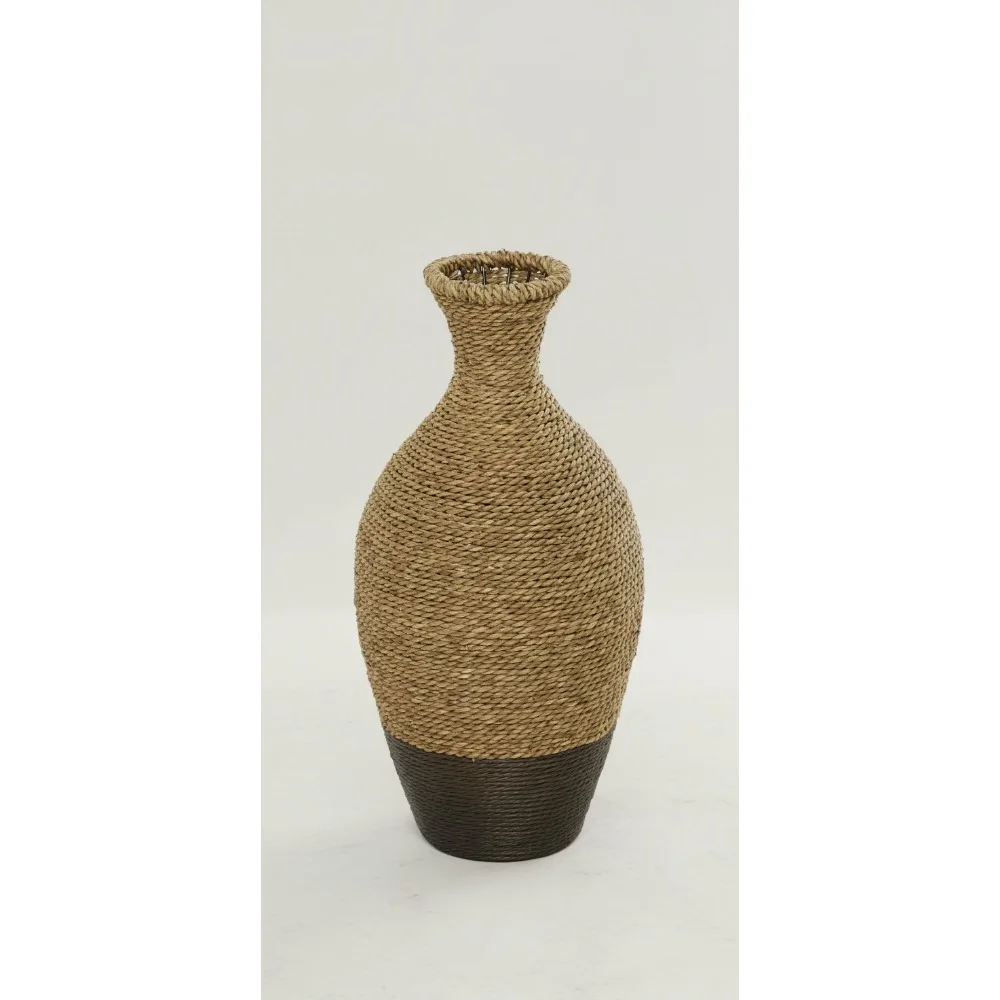 

Bohemian Seagrass Amphora Vase 10x10x21 Brown Handwoven Rattan Centerpiece Home Decor