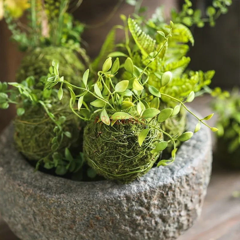 1PCS Fern leaf small grass ball simulation moss landscape decoration ornament simulation green plant decoration ornament
