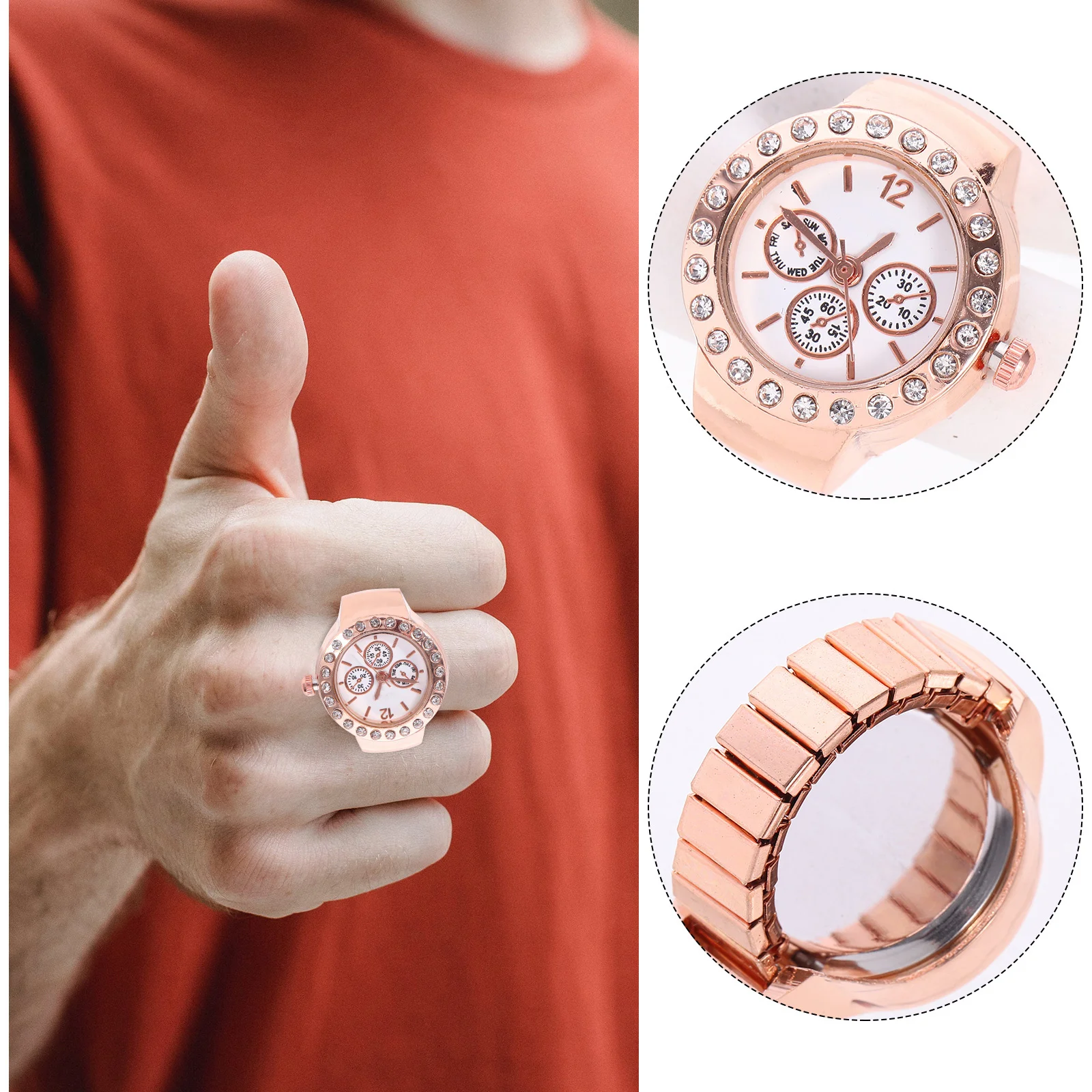 ساعة مرنة بحلقة إصبع كوارتز كاجوال عصرية بتصميم دائري، ملابس مريحة مناسبة لحفلات المواعدة بشكل دقيق