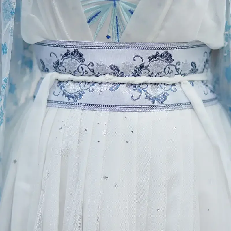 Duża chińska sukienka Hanfu Kobiety Ponadgabarytowy kostium Vintage Starożytny niebieski strój imprezowy Hanfu Tradycyjna chińska sukienka dla kobiet