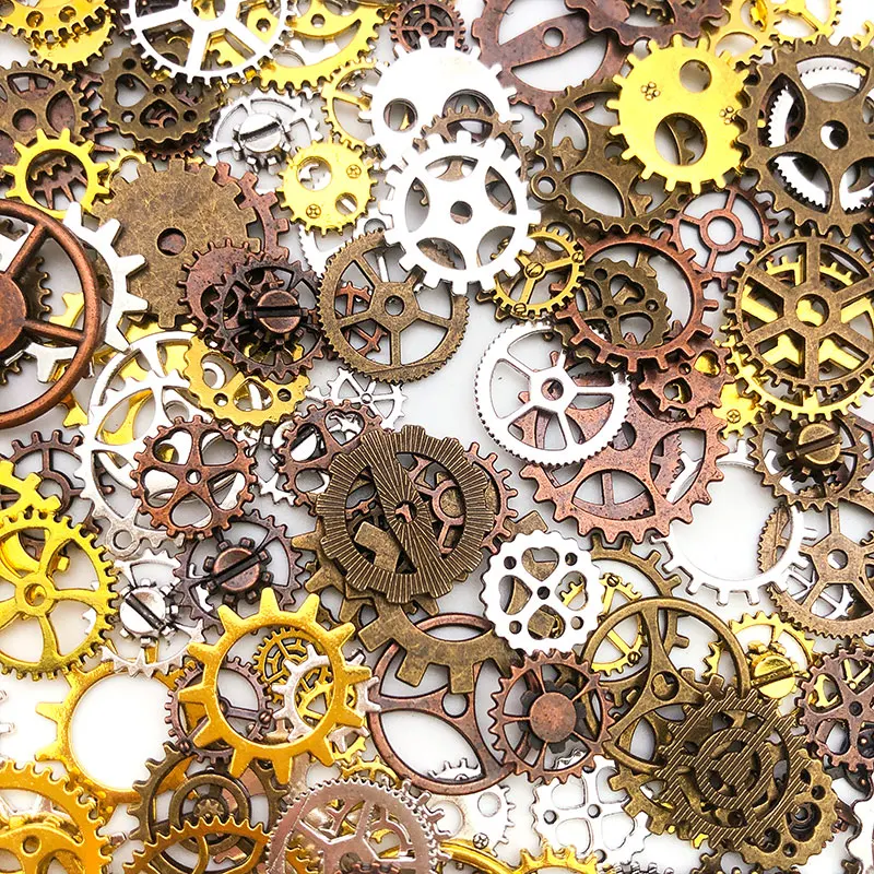 Mix casuale (circa 30/50g) Mix Size metallo meccanico Steampunk Cogs ingranaggi ciondolo Charms per gioielli fai da te che fanno accessori