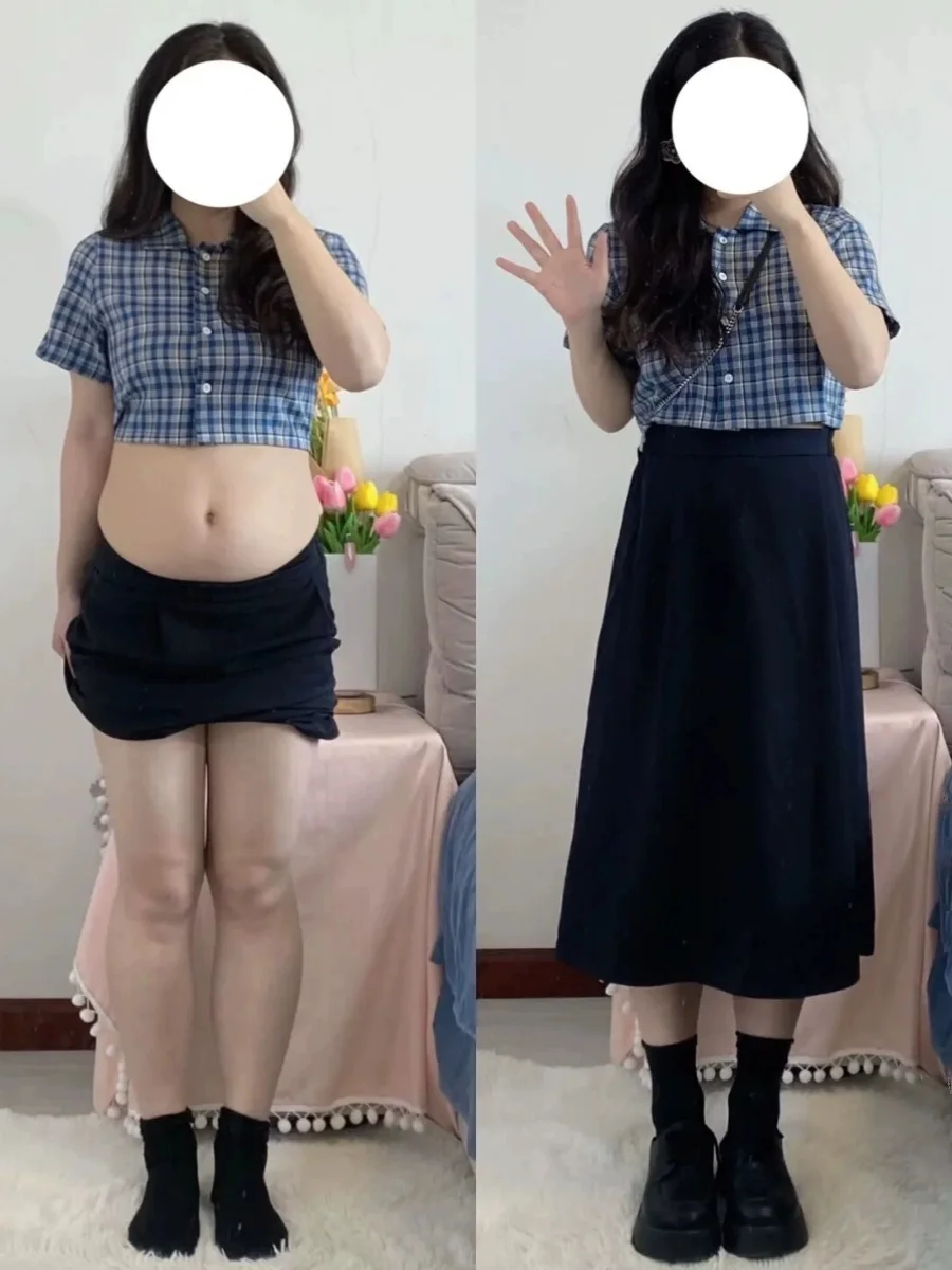 Black High Waist A-Line Skirt Women's Spring Autumn Midi Length Belly Covering Slimming College Style Commute Korean Version