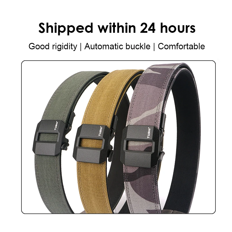 HSSEE Rigid Military Belt for Men Matte Metal Automatic Buckle Trousers Girdle Thick Genuine Nylon Tactical Belt Male Waistband