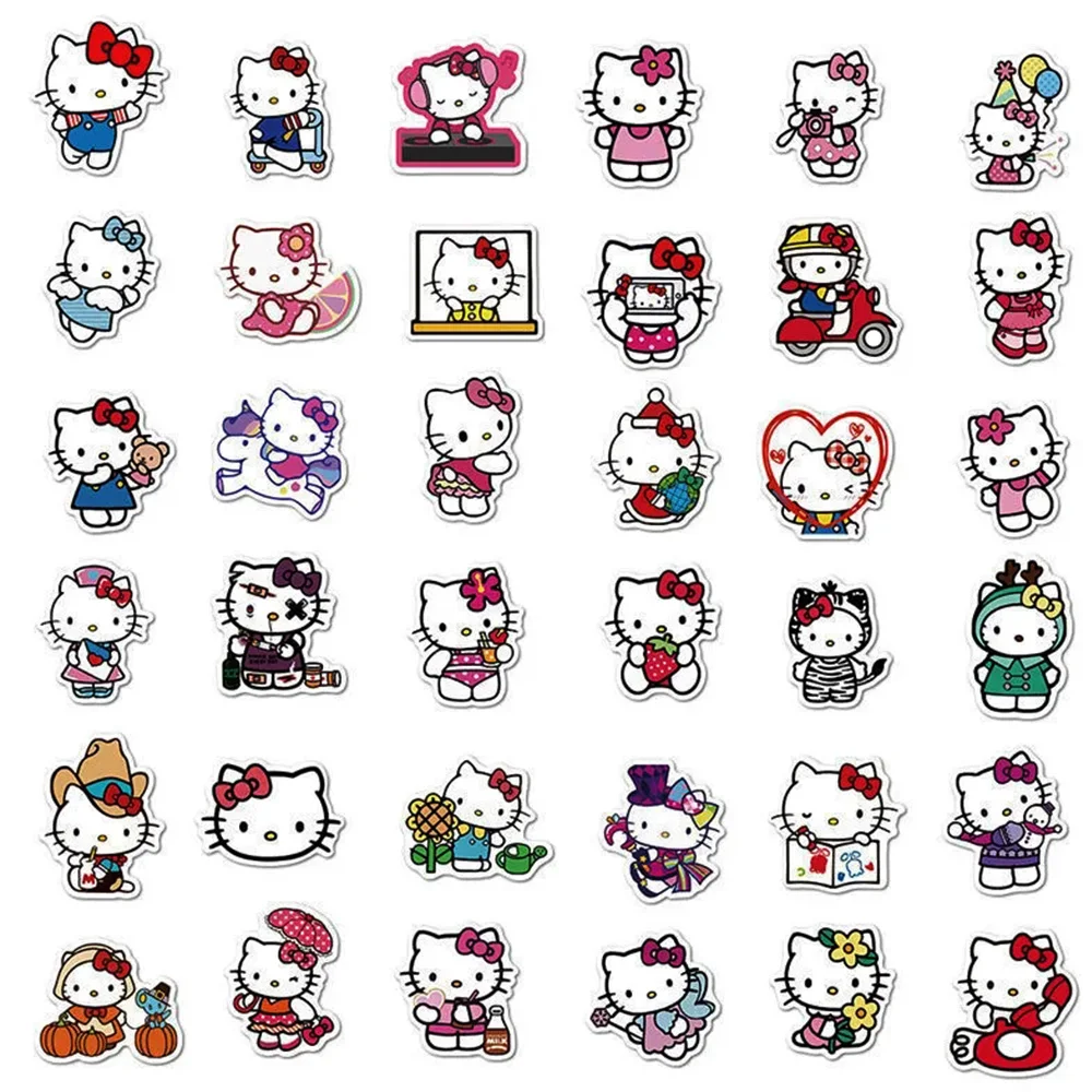 10/30/50/100pcs Hello Kitty Sticker Kawaii Girls DIY Guitar Skateboard Laptop Waterproof Anime Cute Decals Sticker for Kids Toys