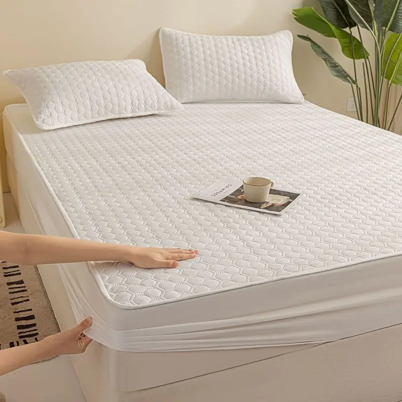 Immagine 3: Coprimaterasso Trapuntato, Lenzuolo con Angoli Rinforzato con Federe per Letto Queen e King, Coprimaterasso con Angoli, Topper per Letto