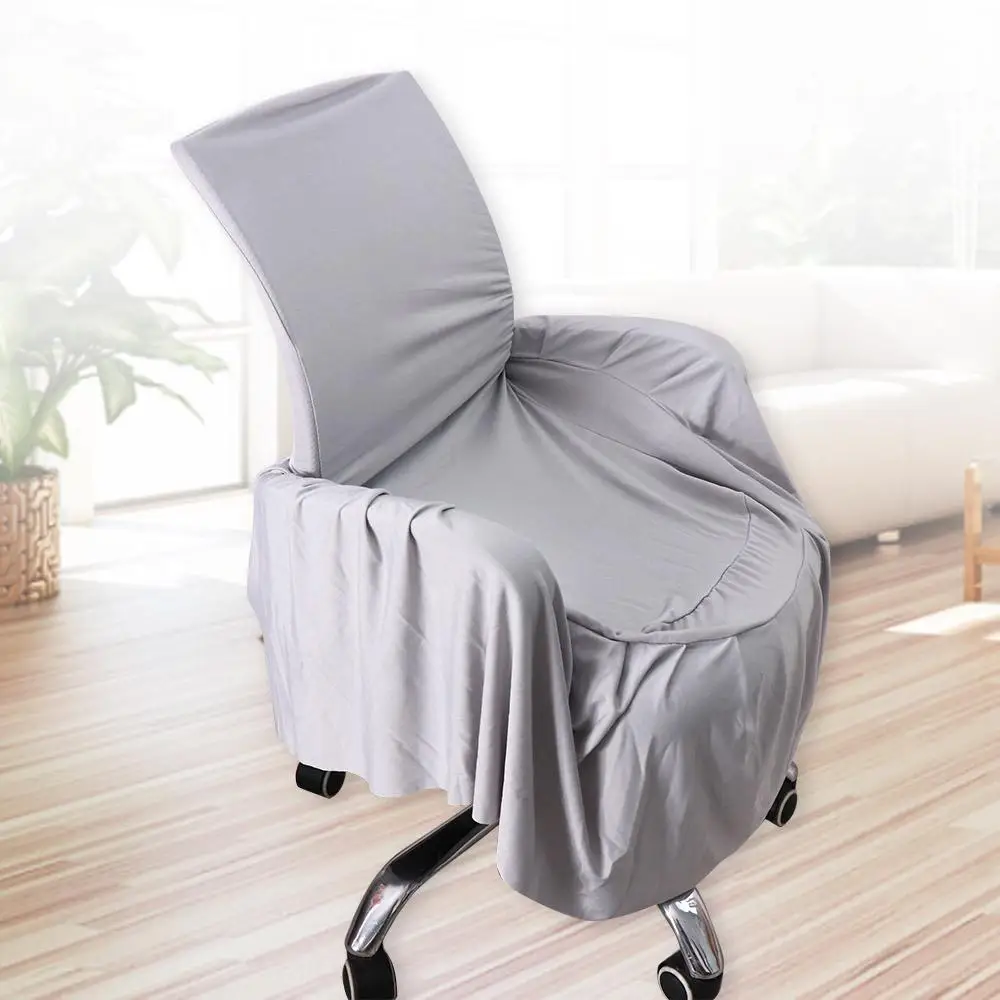

Removable Solid Color Pleated Skirt Chair Covers Soft Thicker Chair Cushion Stretchy Seat Cover Long Back Chair