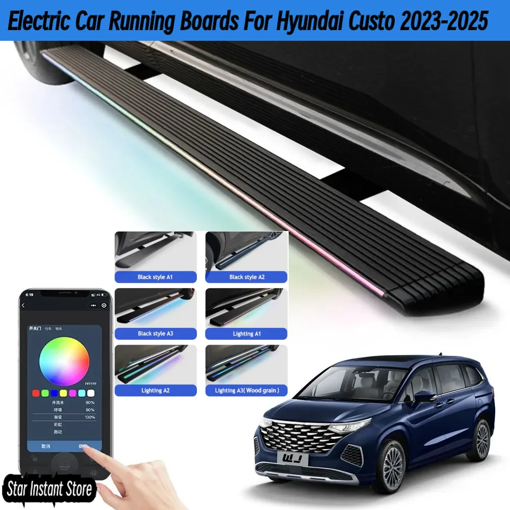 

Auto Retractable Running Boards for Hyundai Custo 2023-2025, Electric Side Steps with LED Lights Anti-Slip Pedal