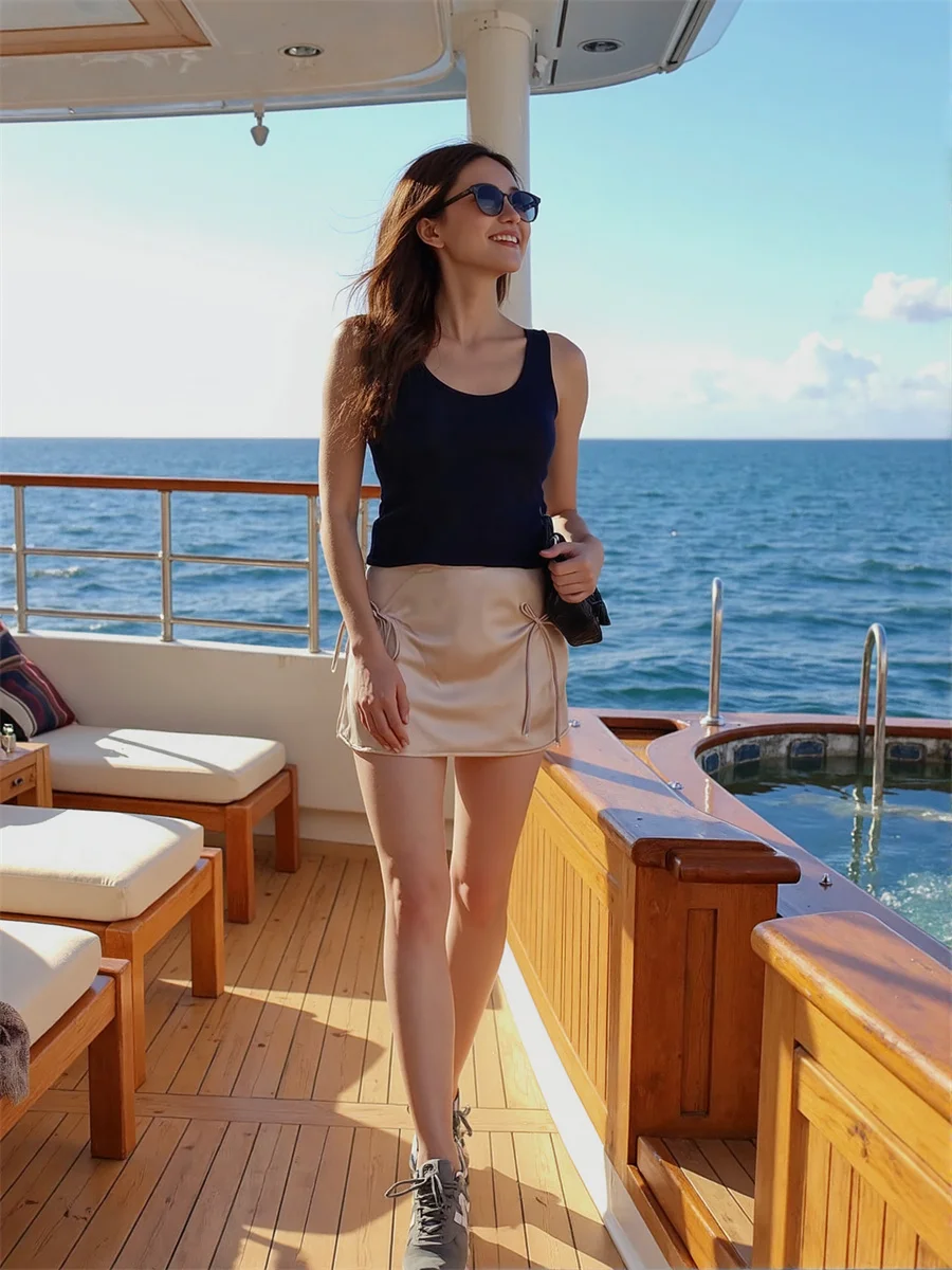 التنانير النسائية الصغيرة الصلبة الناعمة ذات الطبقات المزدوجة الشبكية الكشكشة الخصر زين كعكة الفنية الحديثة أنيقة الأنثوية الصيف الأنيق