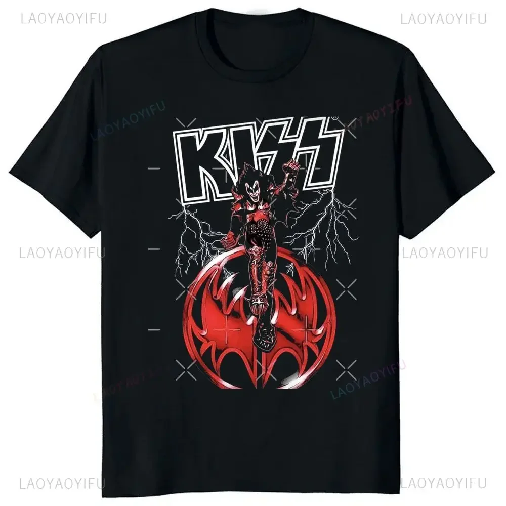 Kiss Band Men and Women Fashion Music Rock Top Harajuku Short Sleeve Universal Pattern Big T-shirt