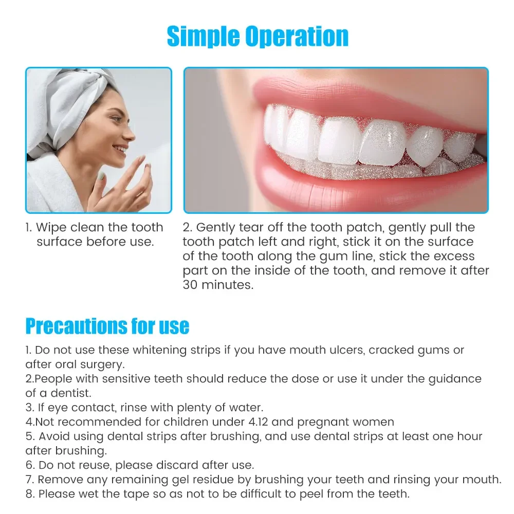 9D Teeth Whitening Stickers Mint White Teeth Gel Tooth Whitener Strips Teeth Yellow Smoke Stains Tea Stains Oral Hygiene Care