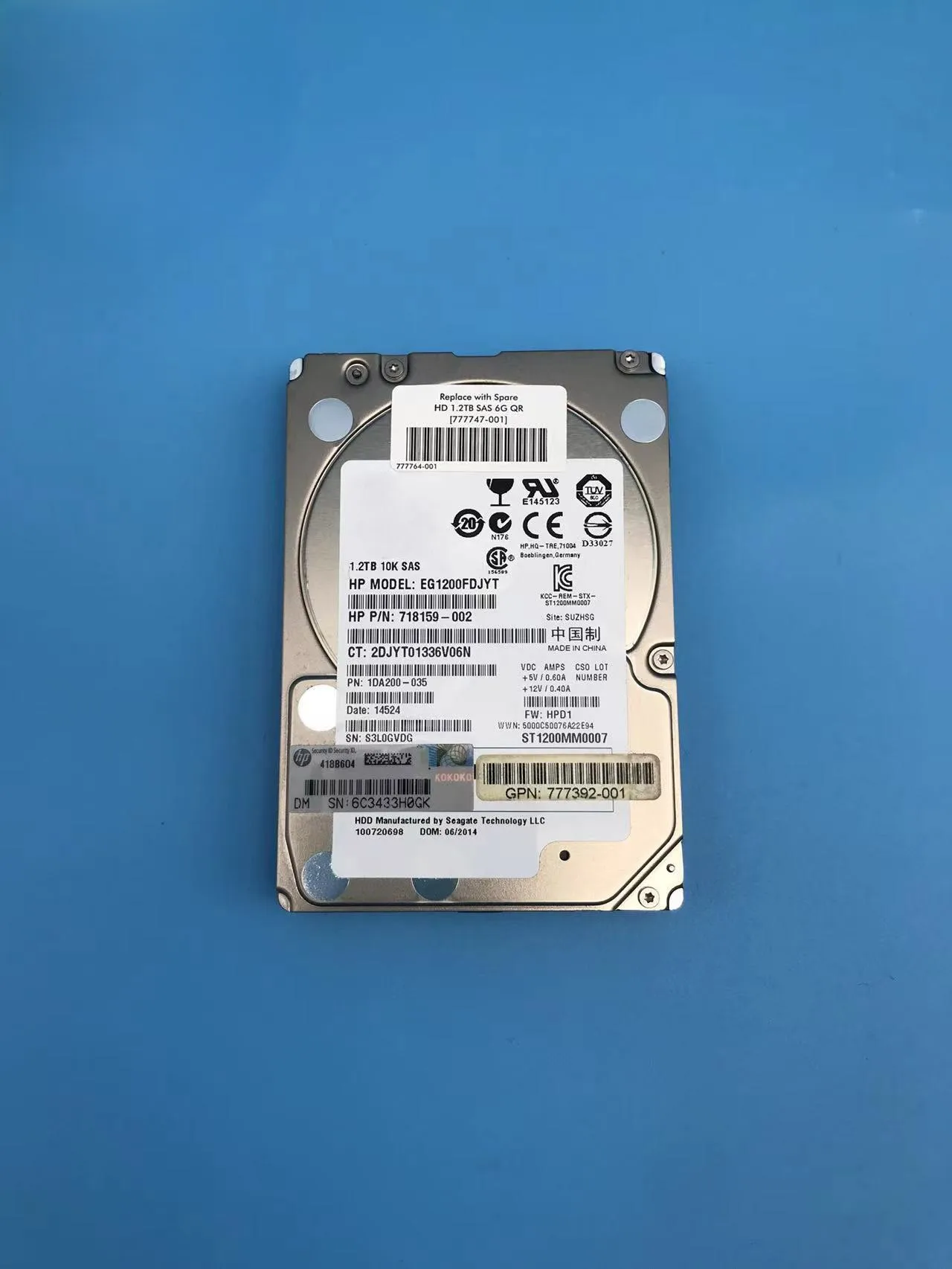 

EG1200FDJYT809603-001 1.2T 10K SAS 6G 2.5-inch G8 hard disk