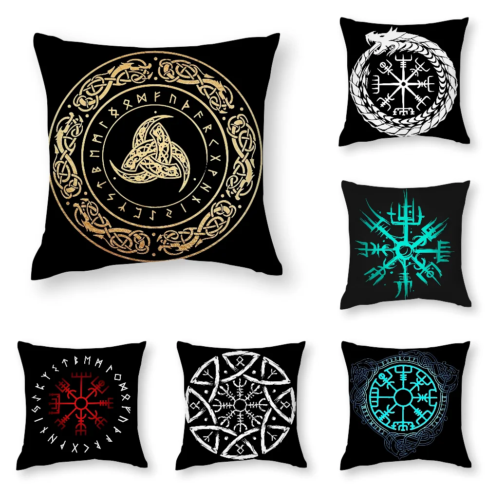 

Viking Amulet Pattern Pillow Case 3D Print Polyester Fiber 40*40 cm Home Sofa Throw Pillow Cover Decoration Festival Gift