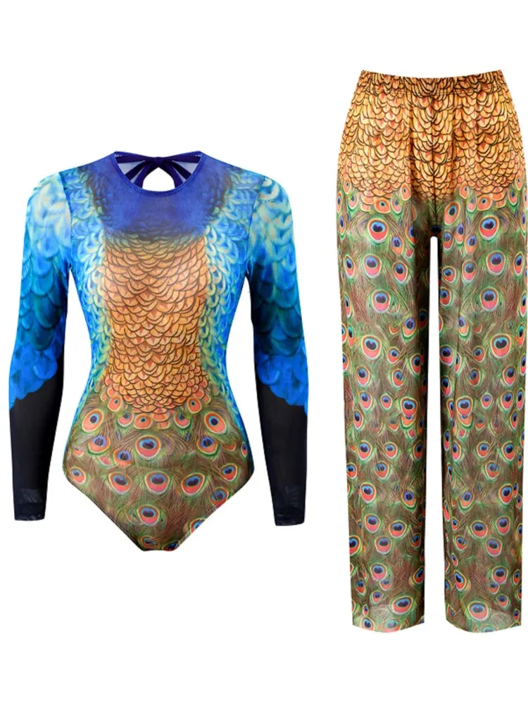 2 Piece Sets Mesh Swimwear And Panst Sexy Swimsuit Women Summer Bathing Suit Bikini Set Beach Cover Up Swimming Suit Купальник