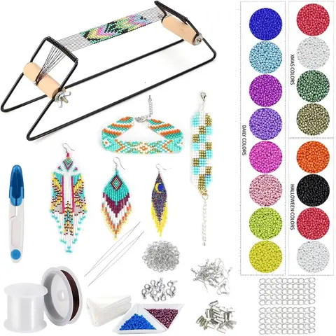 DIY Bead Loom Kit for Jewelry Bracelets Earrings Necklaces Making Handmade Beading Loom Kits Weaving Knitting Machine Craft Tool