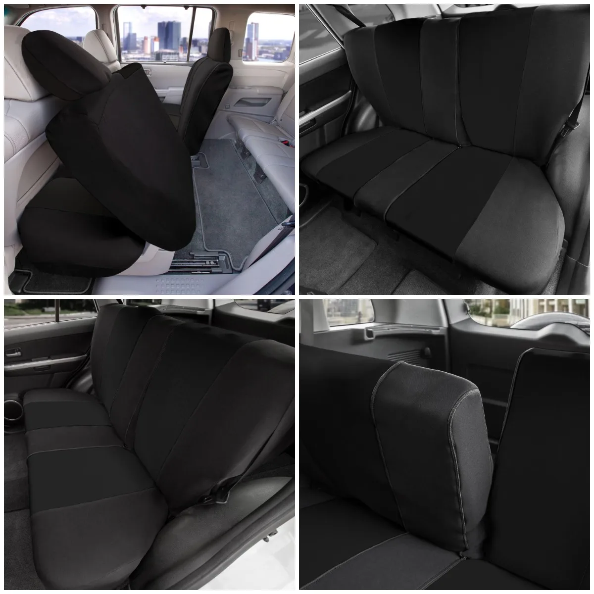 

Полное покрытие Чехол на заднее сиденье скамейки — универсальный крой, разделенный дизайн на молнии, черный