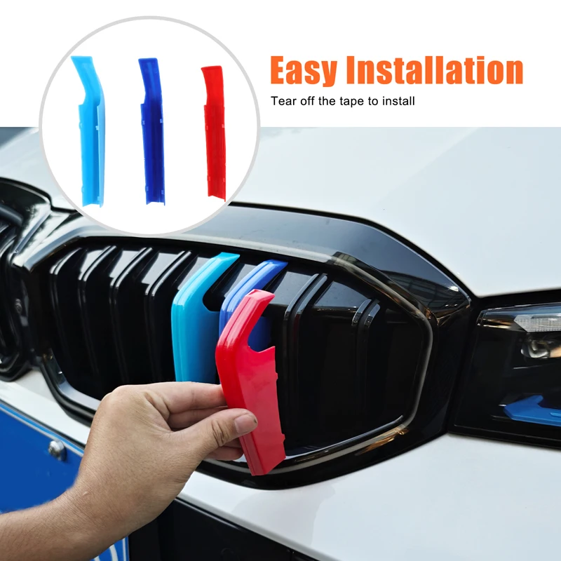 ل 2025-2026 BMW 3 Series G20 شبكة أمامية للسيارة شرائط زخرفية BMW شرائط ثلاثية الألوان ملحقات السيارة الخارجية