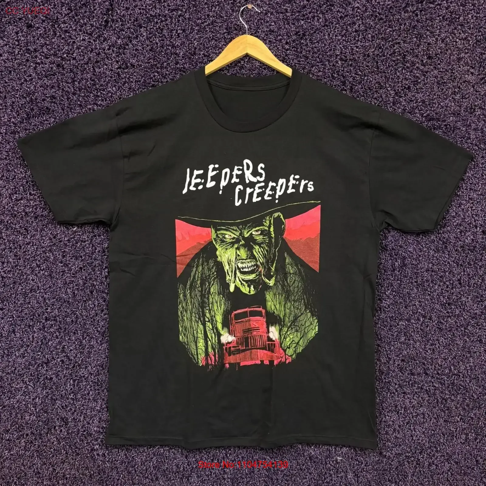 Jeepers Creepers Horror Movie Poster T shirt size extra large vintage Washed streetwear Stretched Comfortable homme Soft