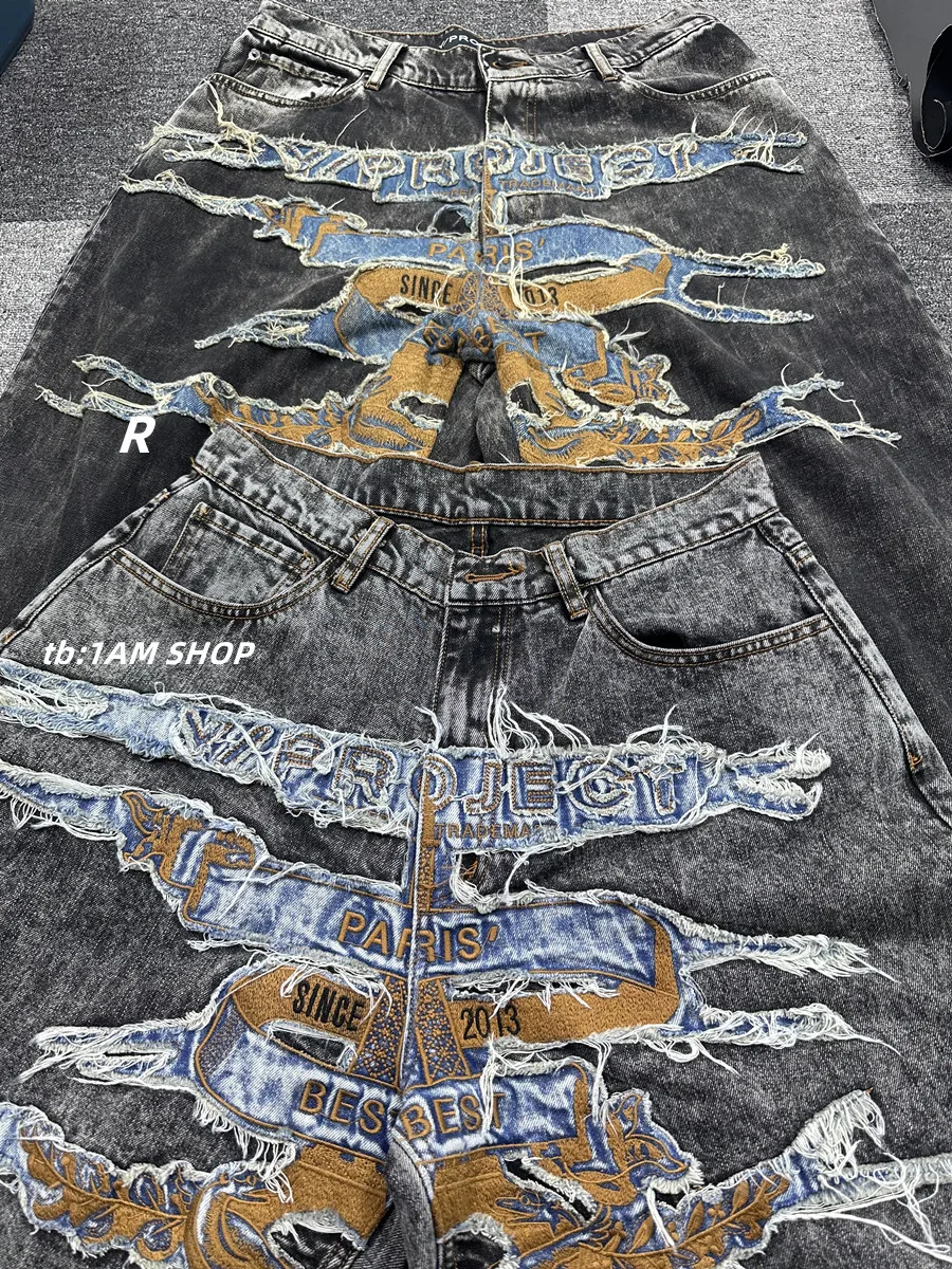 クラシック刺繍入りコットンデニムパンツ,ジッパー付きフィットジーンズ,プロジェクトパンツ,快適,カジュアル,#786,新品,2024