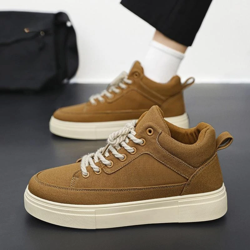 منصة رياضية الدانتيل يصل قماش أحذية رجالي بيع ربيع الخريف رخيصة خمر موضة عادية كلاسيكية Y2k أحذية عالية القطع جديدة للرجال