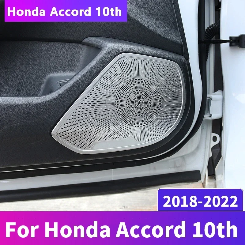 

Stainless Steel Car Styling Audio Speaker reading light Inner Door Loudspeaker For Honda Accord 10th 2018-2021 2022 Accessories