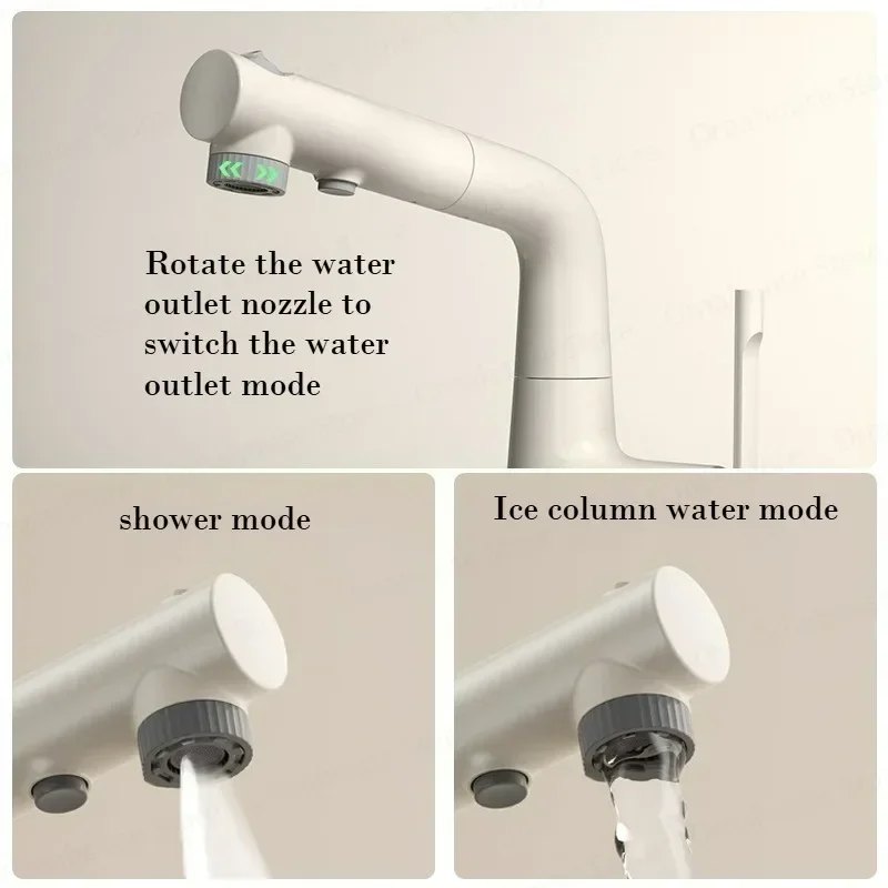 Smart Digital Temperature Display Pull out Sink Sprayer Faucet with Hot And Cold Water Saving Features for Bathroom Washbasin