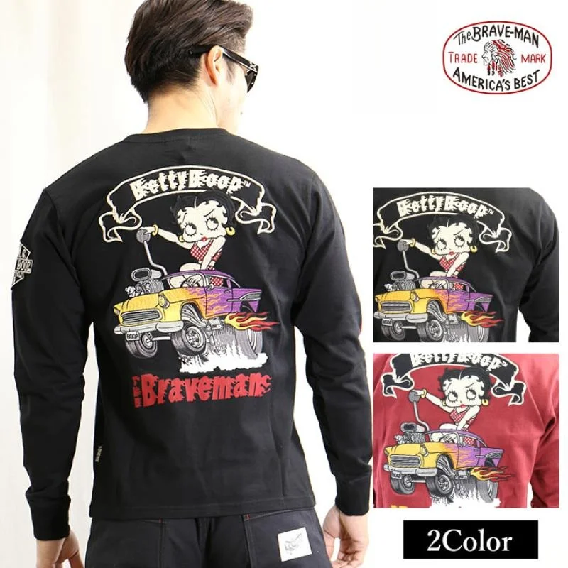 

Retro American 2SS Heavy Embroidery HOTROD Sle Bet Motorcycle round Ne Casual Long Sve T-irt Tee Cotton 00%