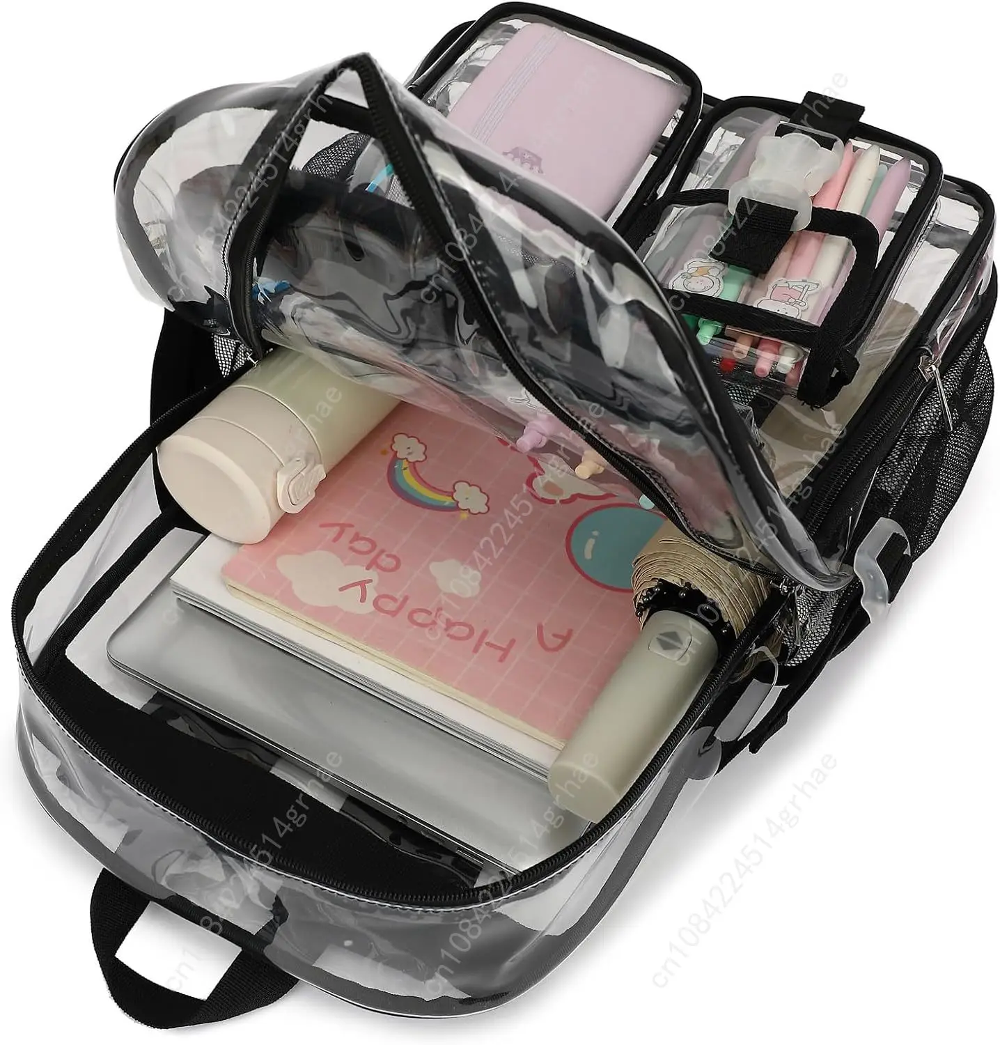 Clear Backpack Heavy Duty Transparent Backpacks Stadium Approved for School Work Sport Travel (Grey)