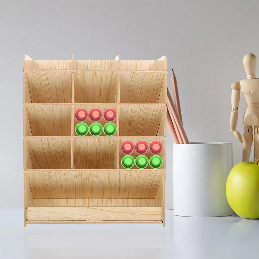 

Wooden Pencil Holder Box DIY Desk Organizer Multifunctional Stationery Storage Rack for Home Office School Pen Storage Organizer