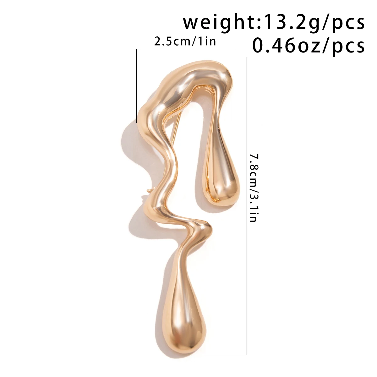 Salircon Gothic Irregular Metal Water Drop Brooch Fashion Statement Gold Color Brooch Women\'s Trend Body Jewelry Gifts
