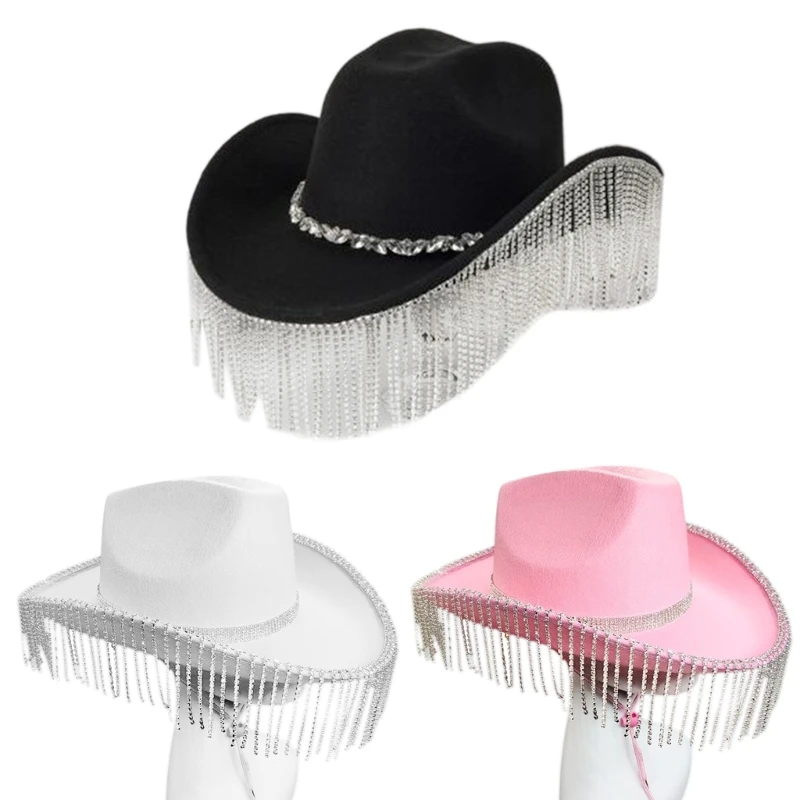 

Breathable Cowgirls Hat with Chin Strap for Woman Sunproof Cowboy Windproof Hat Wholesale