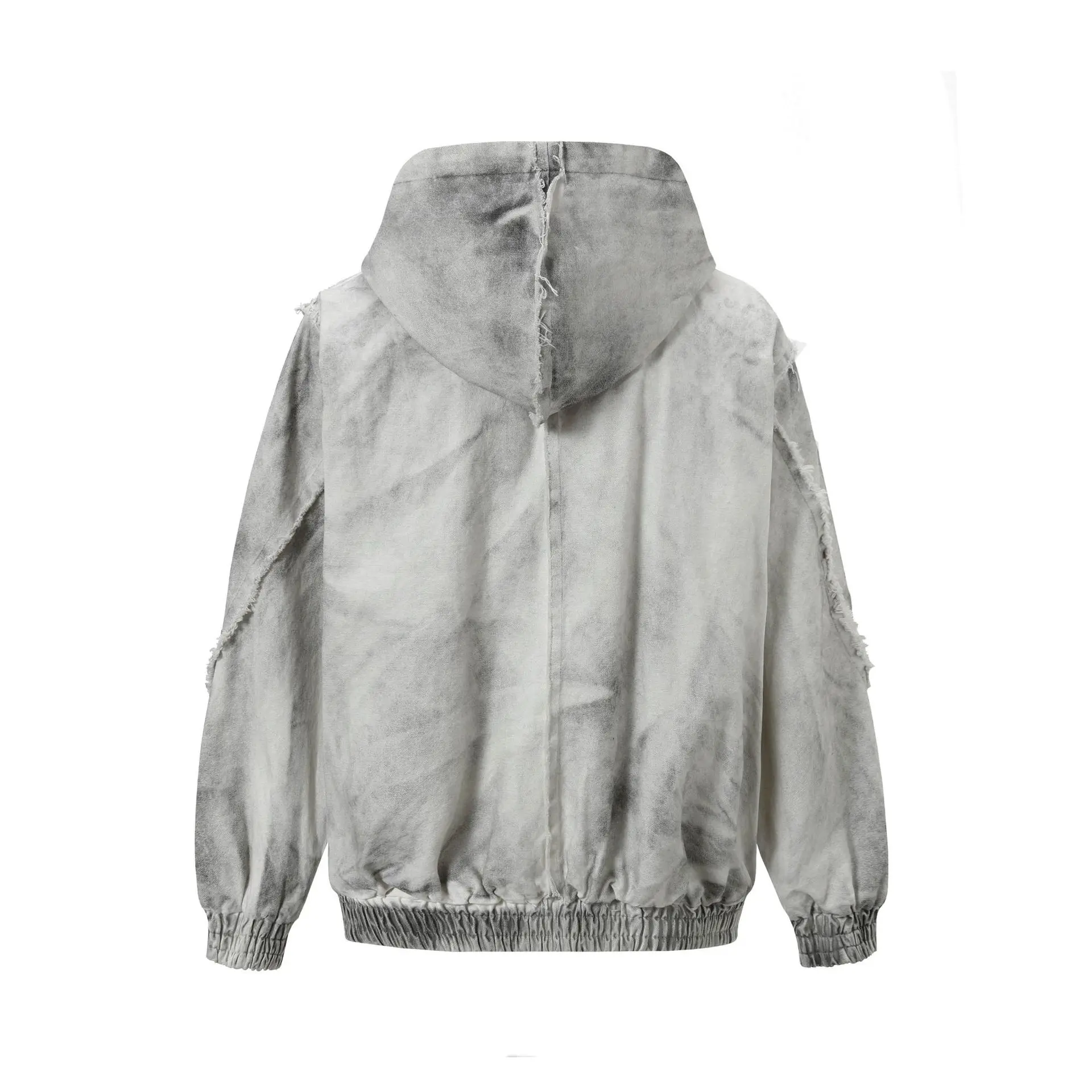 New Men's Fashion Hooded Drawstring Jacket Full Zipper Windproof Durable Breathable Versatile Comfort Casual Fashion Outerwear