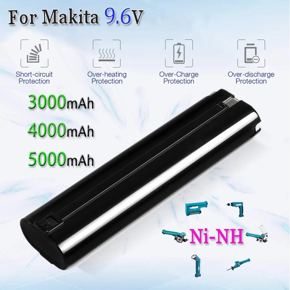 

9.6V 3000/4000/5000mAh Ni-MH Battery For Makita Mak 6095D 9000 9001 9002 9033 9034 632007-4 Power Tools