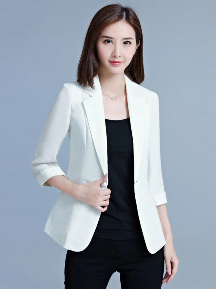 Women Single Button Blazers Business Office All-match Simple Temperament Soft Fashion Elegant Casual Work Streetwear New