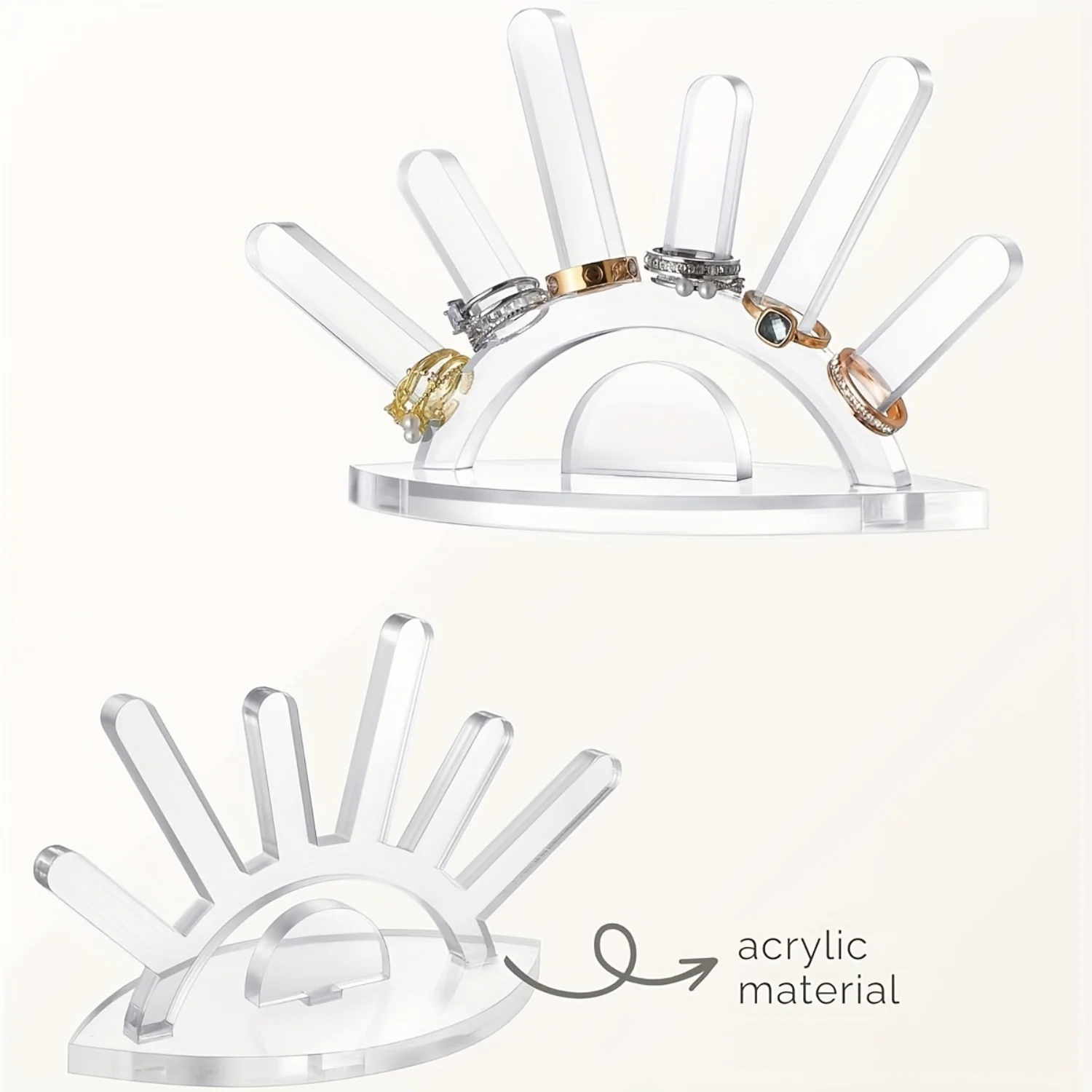 "Versatile Display" Elegant Acrylic Ring Holder - Oval Jewelry Display Stand For Rings, No Power Needed