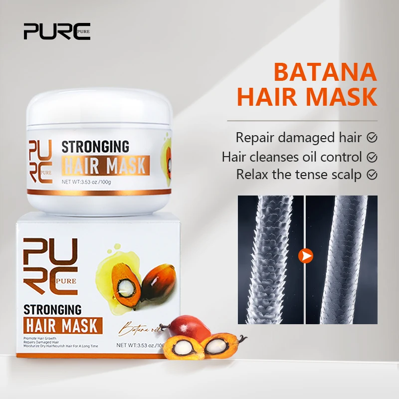 

PURC Batana Oil Hair Mask Hair Care Deep Repair Dry Damaged Nourishing Smoothing Anti-loss Hair Mask Scalp Treatment 100g