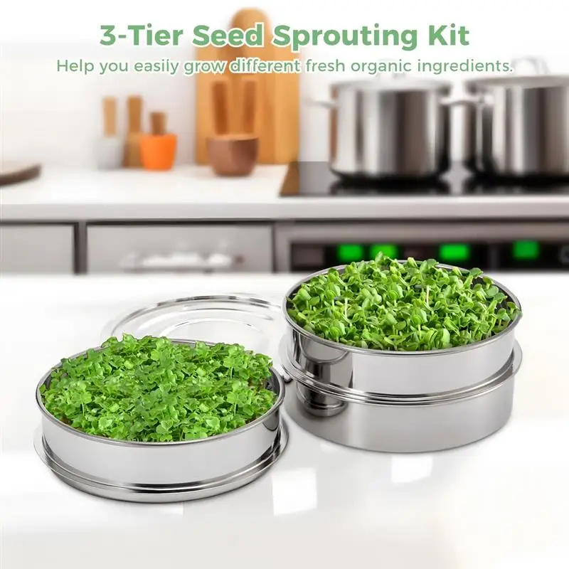 Seed Sprouting Kit Stackable Sprout Growing Tray Round Seed Sprouting Grower With Encrypted Mesh Germination Tray For Beans