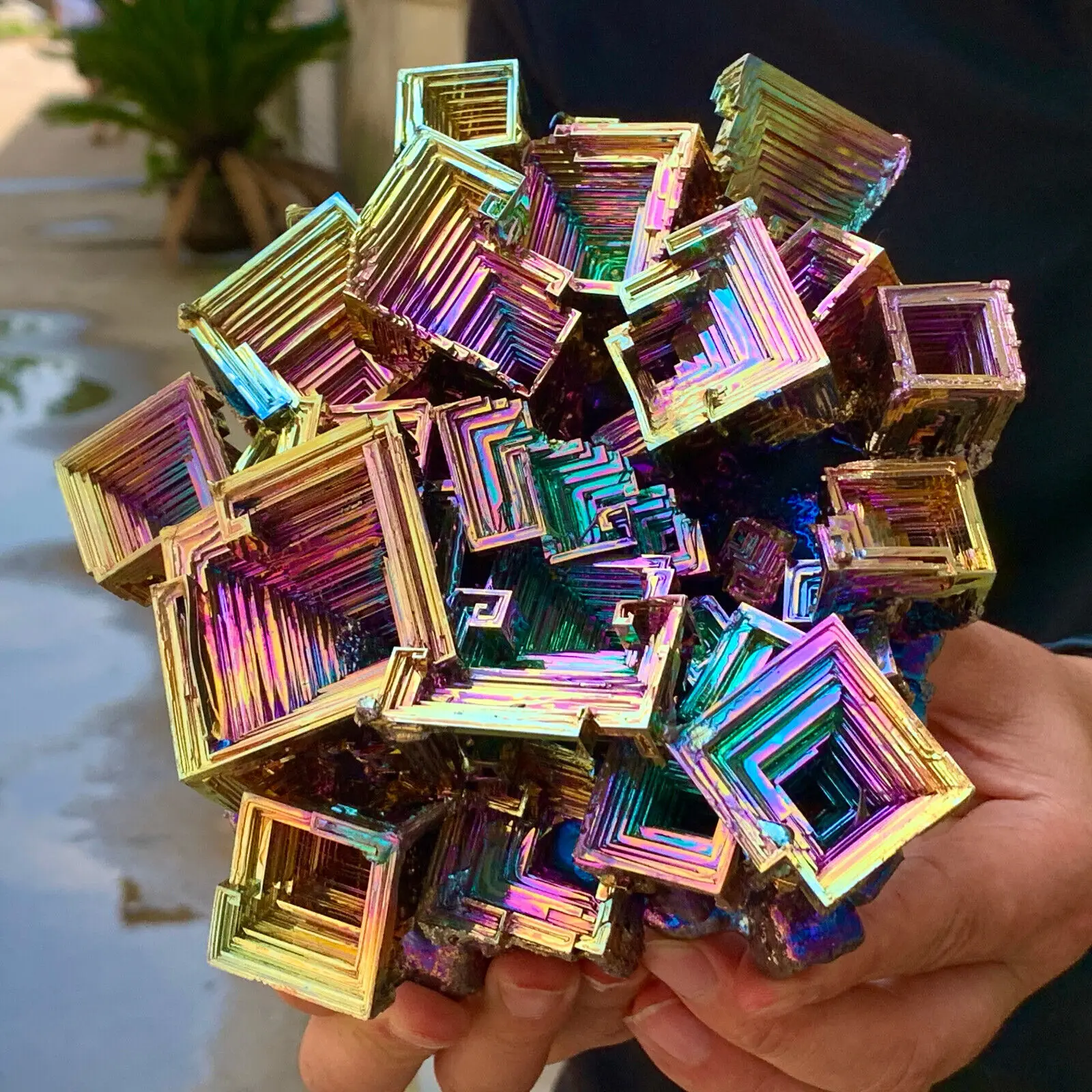 

Magical Colorful Rainbow Titanium Bismuth Quartz Crystal Mineral Specimen Energy Healing Gem Home Office Degaussing Decoration