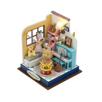 DIY 3D Puzzles Wooden Toy Miniature Dollhouse Handmade Doll House Model Building Kits Coffee House Toys For Children Gifts