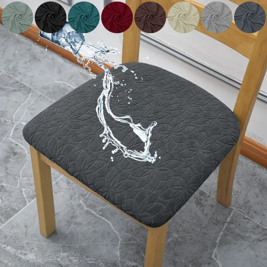 

1PC Jacquard Waterproof Seat Cover for Dining Chair Seat, Removable and Washable Elastic Covers for Upholstered Cushions