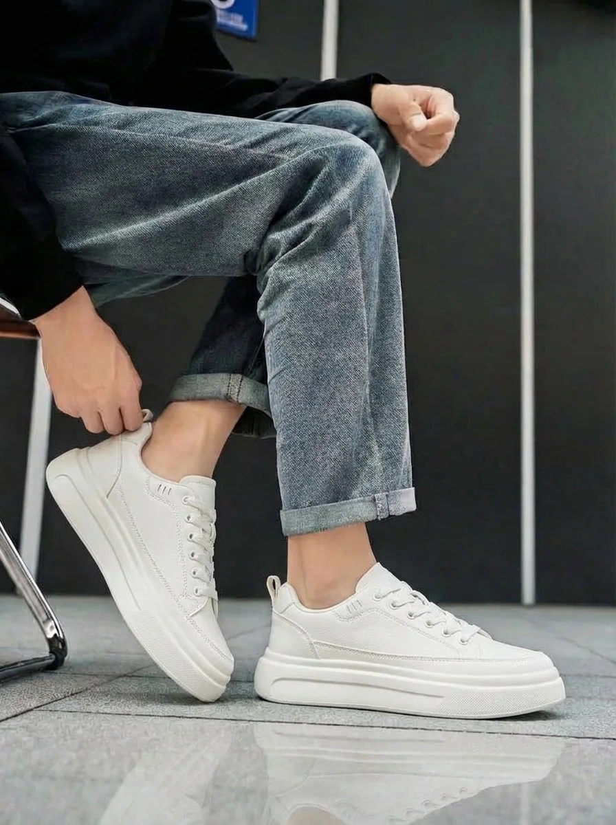 Neu eingetroffene Herren-Sneaker aus PU-Leder, bequeme Wanderschuhe, Freizeitschuhe, modische Herren-Tennisschuhe, Skateboard-Schuhe – Detail 8