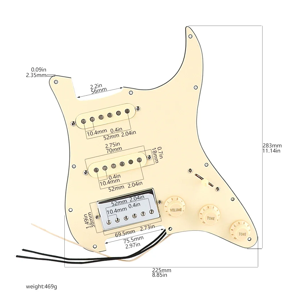 1PC Guitar SSH Loaded Pickguard Prewired Pickguard  with Single/ Humbucker Pickups for Strat Electric Guitar Accessories