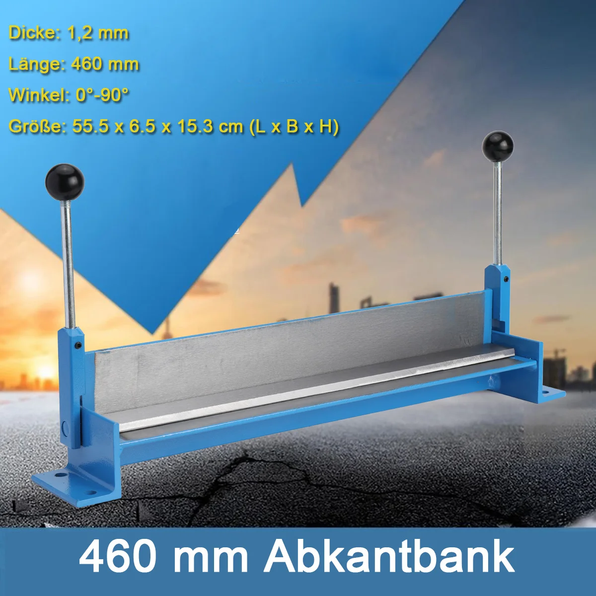 460mm Blechbiegemaschine, Manuelle Biegevorrichtung für Lüftungskanäle, Autoreparatur, HVAC, Robuste Gusseisenkonstruktion, 0-90 Grad °   Verstellbare Werkbank- oder Schraubstockhalterung