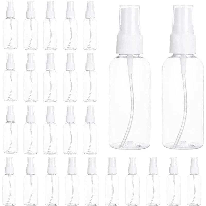 

30pcs 10ml 20ml 30ml 50ml 100ml Mini Clear Plastic Sprayer Bottles Refillable Fine Mist Spray Liquid Containers Travel Bottle