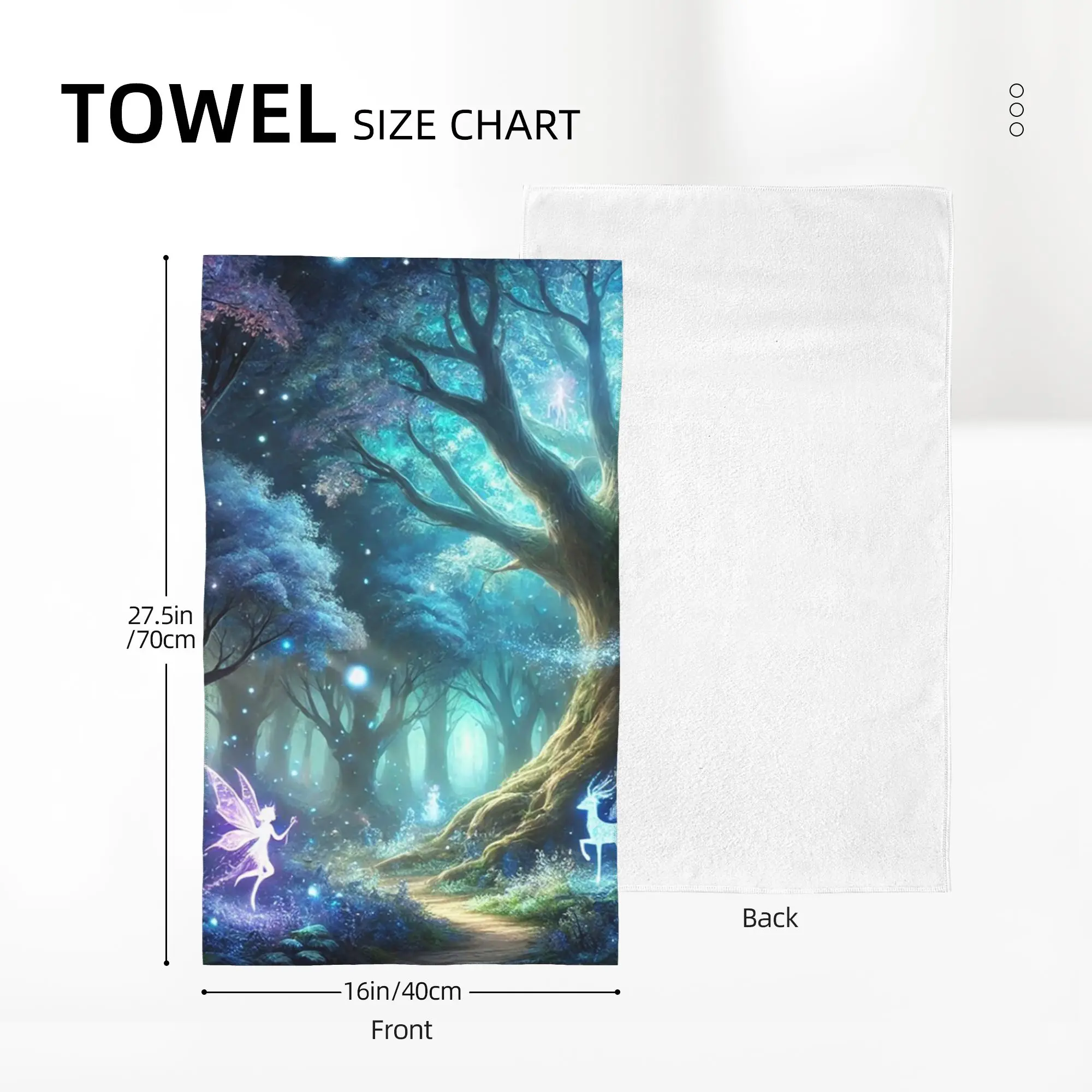 Custom Glowing Enchanted Forest with Fairies and Magical Creatures Soft Face Towel Quick Dry Pool Bath Cotton Towels Breathable